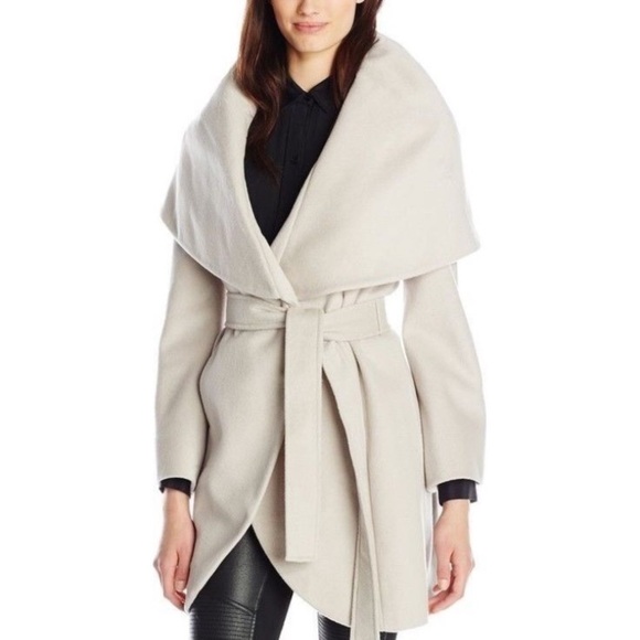 tahari wrap coat grey